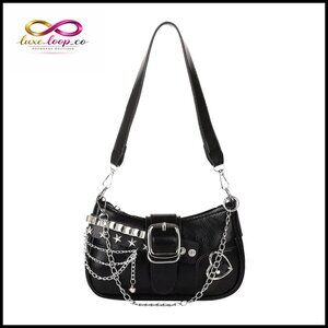 Y2K Star Embroidery Mini Hobo Handbag with Chain Strap